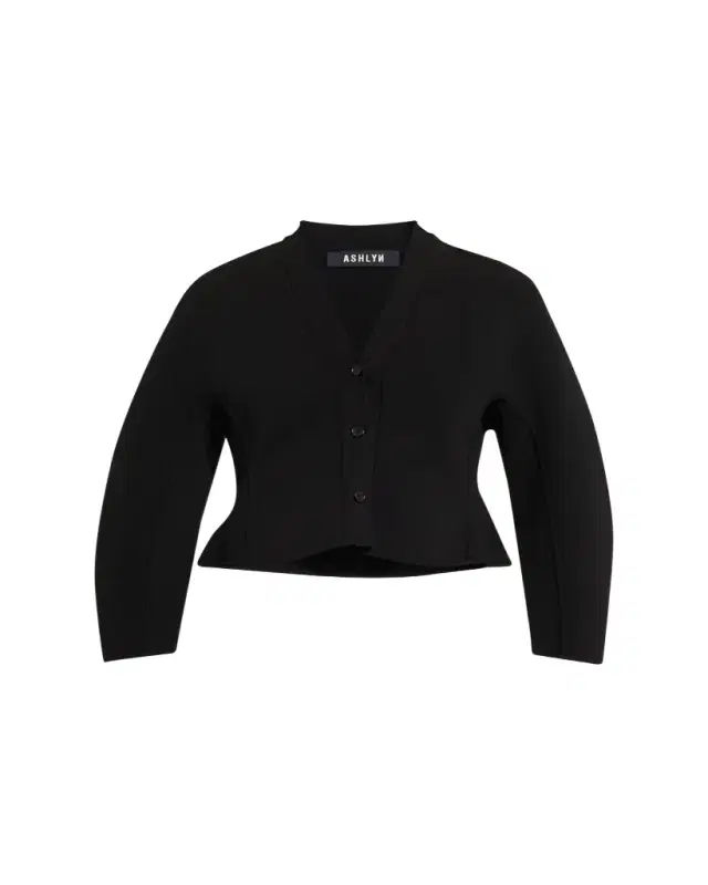 ASHLYN Henry Cropped Fine Knit Cardigan