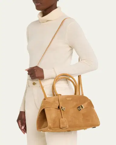 Ferragamo Hug Medium Suede Handbag | Thumbnail 2 Ferragamo Hug Medium Suede Handbag | Thumbnail 2