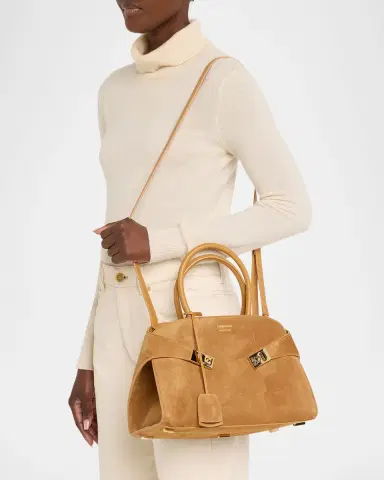 Ferragamo Hug Medium Suede Handbag | Thumbnail 6 Ferragamo Hug Medium Suede Handbag | Thumbnail 6