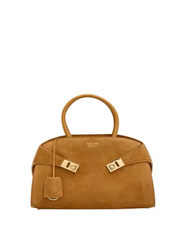 Ferragamo Hug Medium Suede Handbag | Thumbnail 1 Ferragamo Hug Medium Suede Handbag | Thumbnail 1
