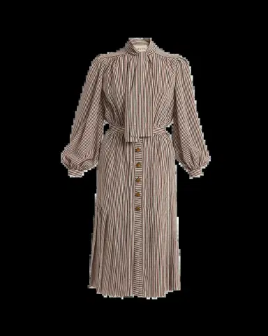 Valentino Garavani Striped Neck-Scarf Balloon-Sleeve Midi Shirtdress | Thumbnail 5 Valentino Garavani Striped Neck-Scarf Balloon-Sleeve Midi Shirtdress | Thumbnail 5