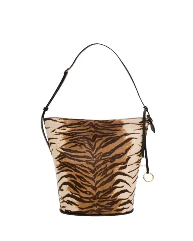 Hip Tiger-Print Calfhair Small Bucket Bag