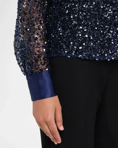 PRABAL GURUNG Sequined Tulle Slim-Fit Button-Down Shirt | Thumbnail 9
