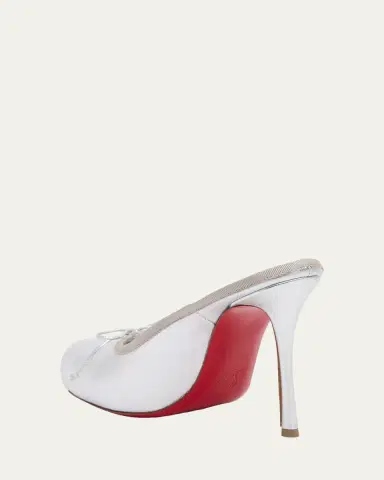 Christian Louboutin 100mm Cassia Metallic Leather Ballerina Mule Pumps | Thumbnail 2