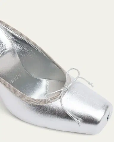 Christian Louboutin 100mm Cassia Metallic Leather Ballerina Mule Pumps | Thumbnail 3