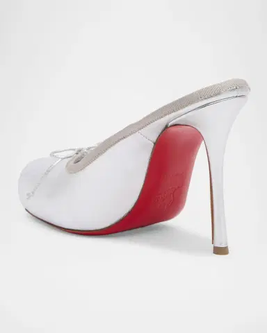 Christian Louboutin 100mm Cassia Metallic Leather Ballerina Mule Pumps | Thumbnail 4