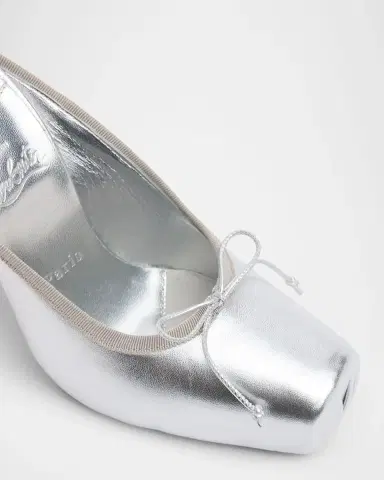Christian Louboutin 100mm Cassia Metallic Leather Ballerina Mule Pumps | Thumbnail 5