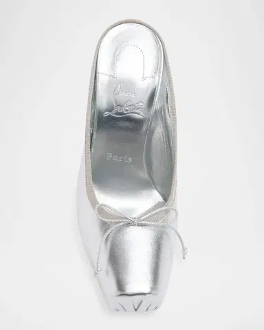 Christian Louboutin 100mm Cassia Metallic Leather Ballerina Mule Pumps | Thumbnail 6