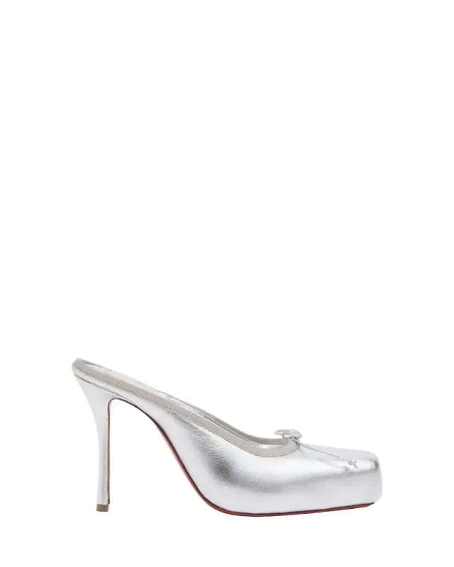 100mm Cassia Metallic Leather Ballerina Mule Pumps
