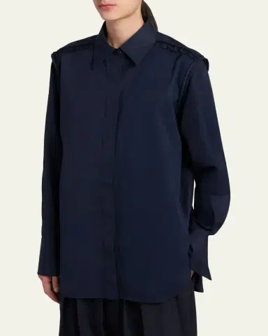 Jil Sander Ruffled Cotton Button-Down Shirt | Thumbnail 4