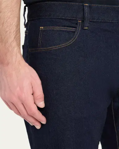 Giorgio Armani Men's Dark-Wash Denim Straight-Leg Jeans | Thumbnail 5