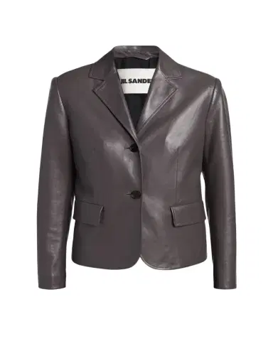 Jil Sander Leather Single-Breasted Blazer Jacket | Thumbnail 1