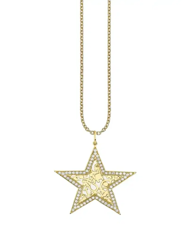 Sydney Evan 14K Diamond Icon Wallpaper Star Charm Necklace