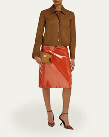Ferragamo Hug Croc-Embossed Suede Clutch Bag | Thumbnail 2