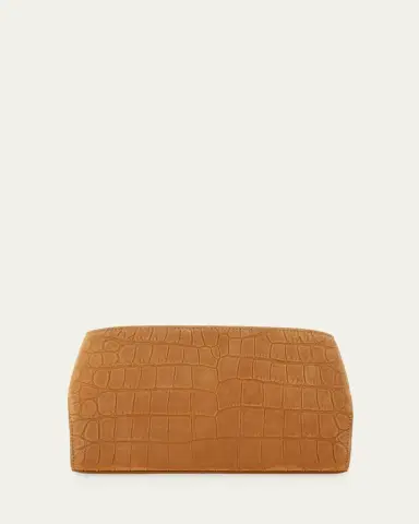 Ferragamo Hug Croc-Embossed Suede Clutch Bag | Thumbnail 3