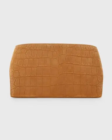 Ferragamo Hug Croc-Embossed Suede Clutch Bag | Thumbnail 5