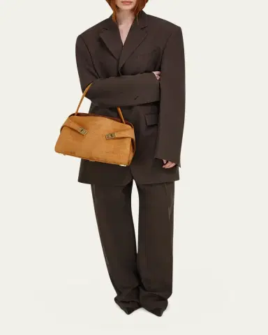 Ferragamo Hug Croc-Embossed Suede Shoulder Bag | Thumbnail 2
