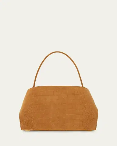 Ferragamo Hug Croc-Embossed Suede Shoulder Bag | Thumbnail 3