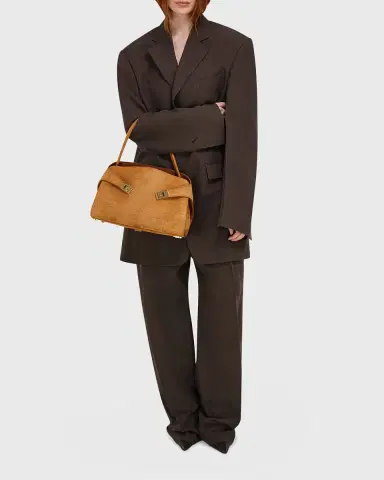 Ferragamo Hug Croc-Embossed Suede Shoulder Bag | Thumbnail 5