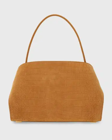 Ferragamo Hug Croc-Embossed Suede Shoulder Bag | Thumbnail 6