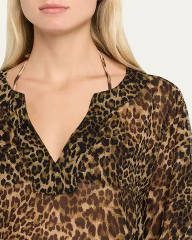 Nili Lotan Erica Leopard Kaftan Coverup | Thumbnail 4 Nili Lotan Erica Leopard Kaftan Coverup | Thumbnail 4