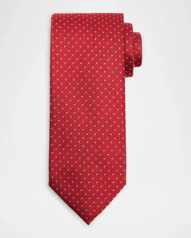 Brioni Men's Micro-Polka Dot Silk Tie | Thumbnail 4 Brioni Men's Micro-Polka Dot Silk Tie | Thumbnail 4