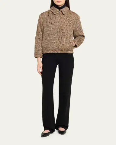 Giorgio Armani Woven Leather Blouson Jacket | Thumbnail 2
