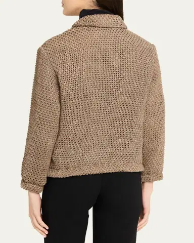 Giorgio Armani Woven Leather Blouson Jacket | Thumbnail 3