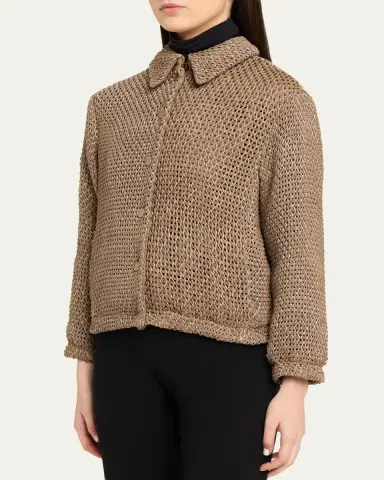 Giorgio Armani Woven Leather Blouson Jacket | Thumbnail 4