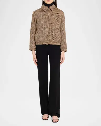 Giorgio Armani Woven Leather Blouson Jacket | Thumbnail 6
