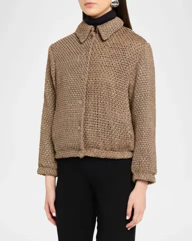 Giorgio Armani Woven Leather Blouson Jacket | Thumbnail 8
