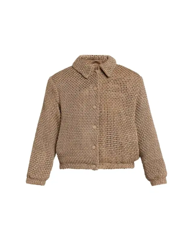Woven Leather Blouson Jacket