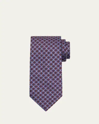 Brioni Men's Geometric Square Jacquard Silk Tie | Thumbnail 2