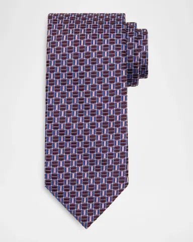 Brioni Men's Geometric Square Jacquard Silk Tie | Thumbnail 3