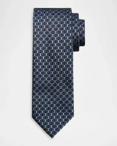 Brioni Men's Geometric Square Jacquard Silk Tie | Thumbnail 4