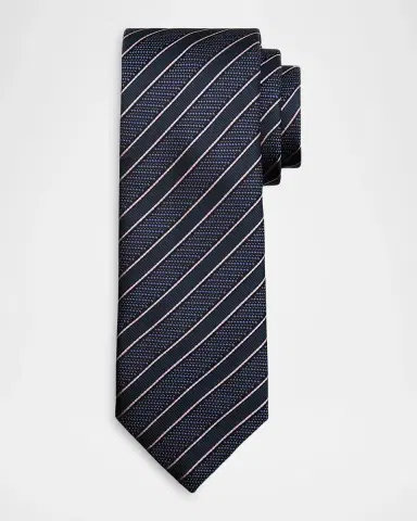 Brioni Men's Diagonal Stripe Jacquard Silk Tie | Thumbnail 4
