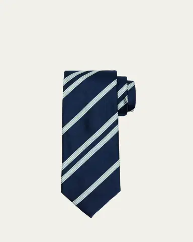 Brioni Men's Herringbone Stripe Jacquard Silk Tie | Thumbnail 2
