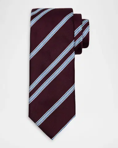 Brioni Men's Herringbone Stripe Jacquard Silk Tie | Thumbnail 3