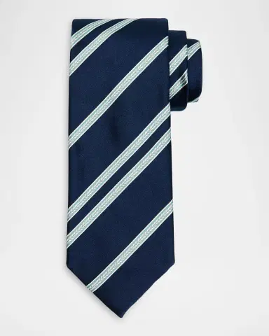 Brioni Men's Herringbone Stripe Jacquard Silk Tie | Thumbnail 4