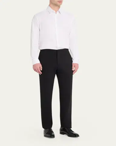 Giorgio Armani Men's Solid Stretch Poplin Sport Shirt | Thumbnail 2