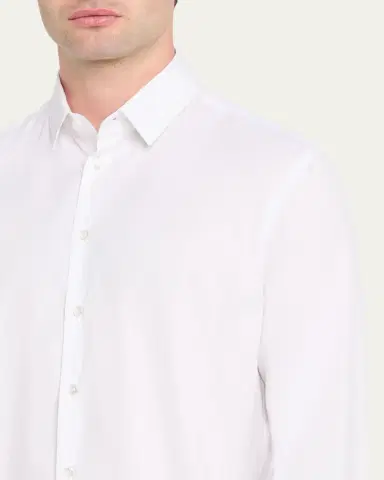 Giorgio Armani Men's Solid Stretch Poplin Sport Shirt | Thumbnail 5