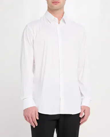 Giorgio Armani Men's Solid Stretch Poplin Sport Shirt | Thumbnail 8