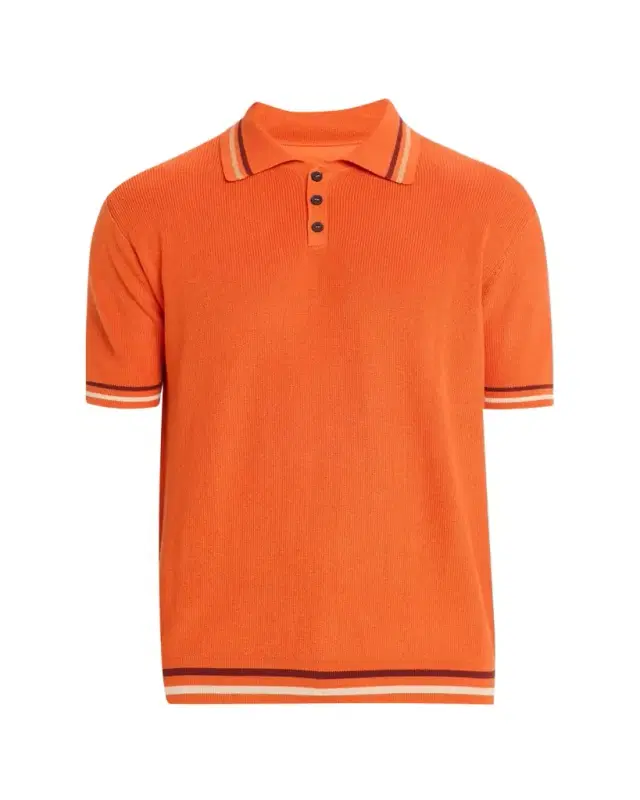 Men's Double-Stripe Trim Knit Polo Shirt