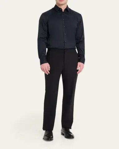 Giorgio Armani Men's Solid Stretch Poplin Sport Shirt | Thumbnail 2