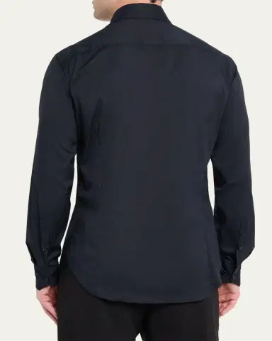 Giorgio Armani Men's Solid Stretch Poplin Sport Shirt | Thumbnail 3
