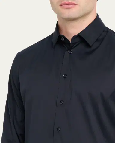 Giorgio Armani Men's Solid Stretch Poplin Sport Shirt | Thumbnail 5