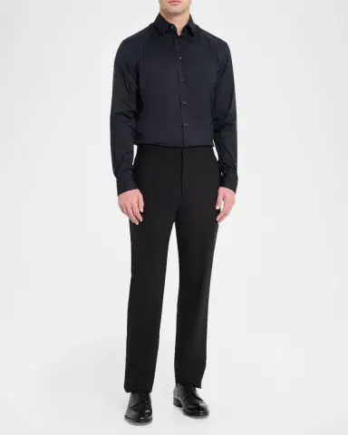 Giorgio Armani Men's Solid Stretch Poplin Sport Shirt | Thumbnail 6