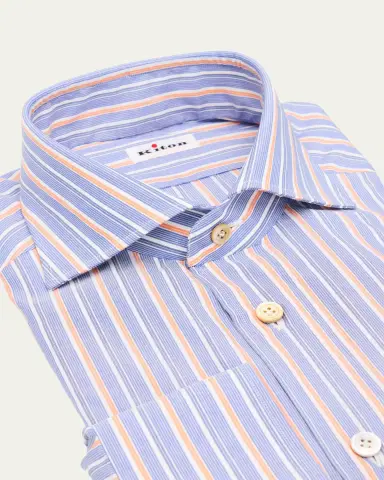 Kiton Men's Variegated Stripe Cotton Dress Shirt | Thumbnail 2