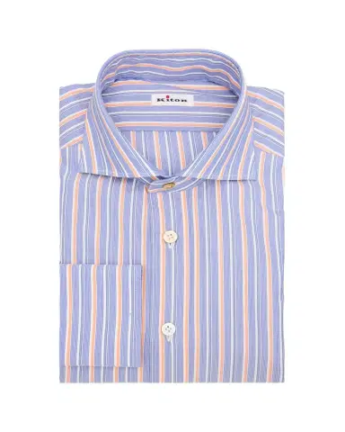 Kiton Men's Variegated Stripe Cotton Dress Shirt | Thumbnail 1