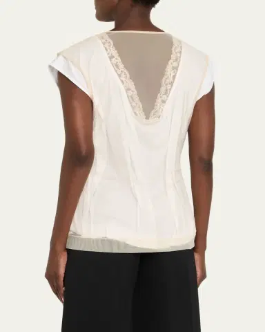 Simone Rocha Layered Liquid Cotton Cap-Sleeve Top | Thumbnail 3 Simone Rocha Layered Liquid Cotton Cap-Sleeve Top | Thumbnail 3